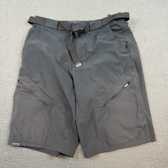 Zoic Mountain Bike Shorts Mens Large Nylon Spandex Zipper Pockets Belt Outdoor - Picture 1 of 11
